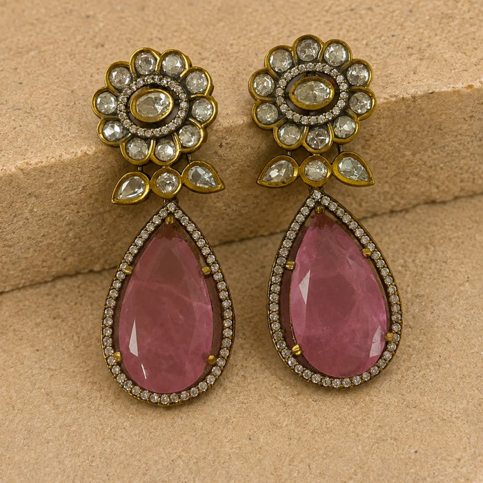 Elara Pink Teardrop Earrings