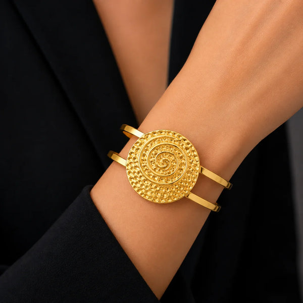 Isadora Sculpted Medallion Adjustable Cuff