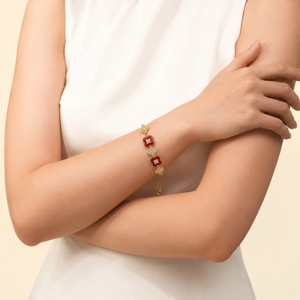 Rosalie Crimson Bloom Lariat Bracelet