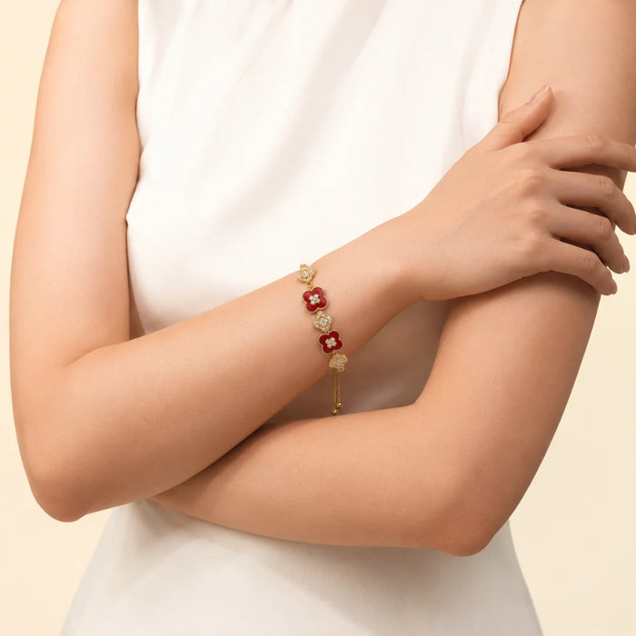 Rosalie Crimson Bloom Lariat Bracelet