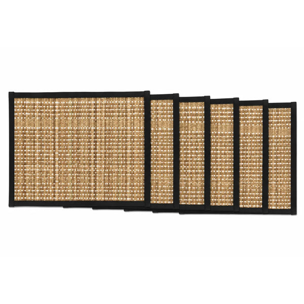 Natural Beige & Black Handwoven Table Placemat