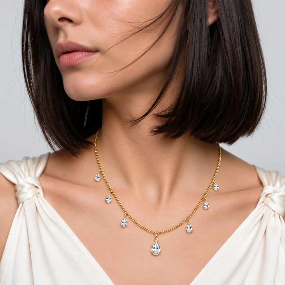 Celeste Teardrop Cascade Necklace