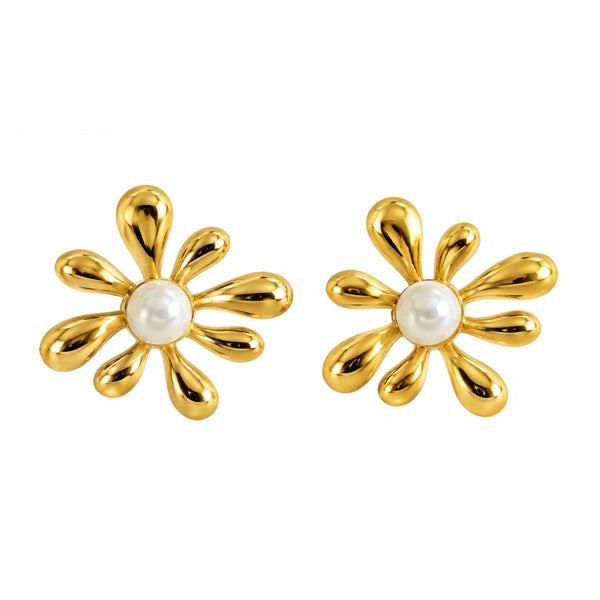 Sculpted Floral Stud Earrings