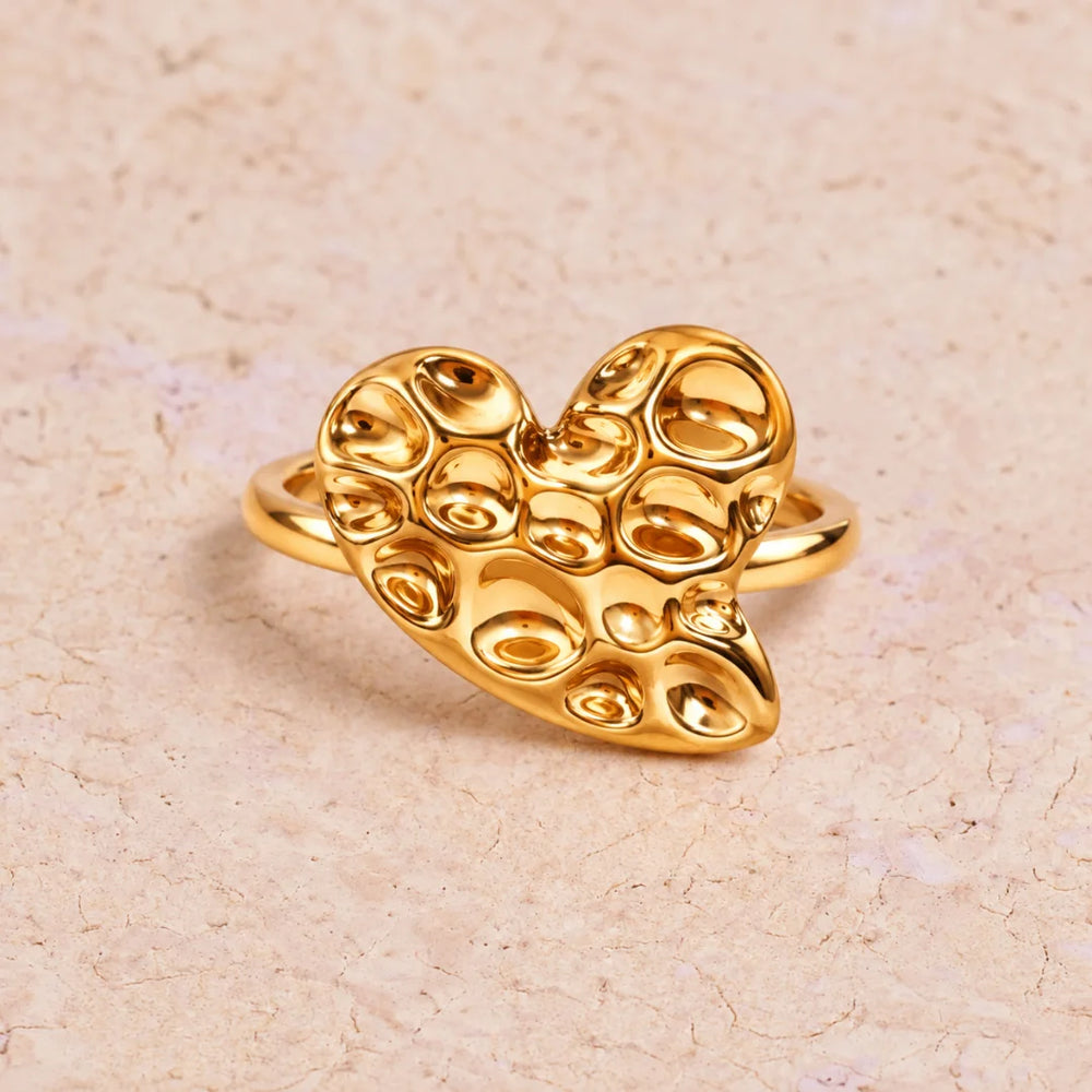 Golden Irregular Heart Shaped Ring