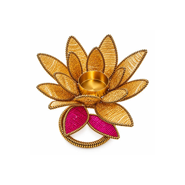 Golden Lotus Bloom Tealight Holder