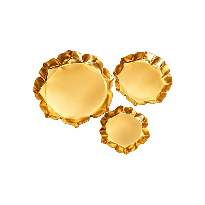 Golden Scalloped Tray Set