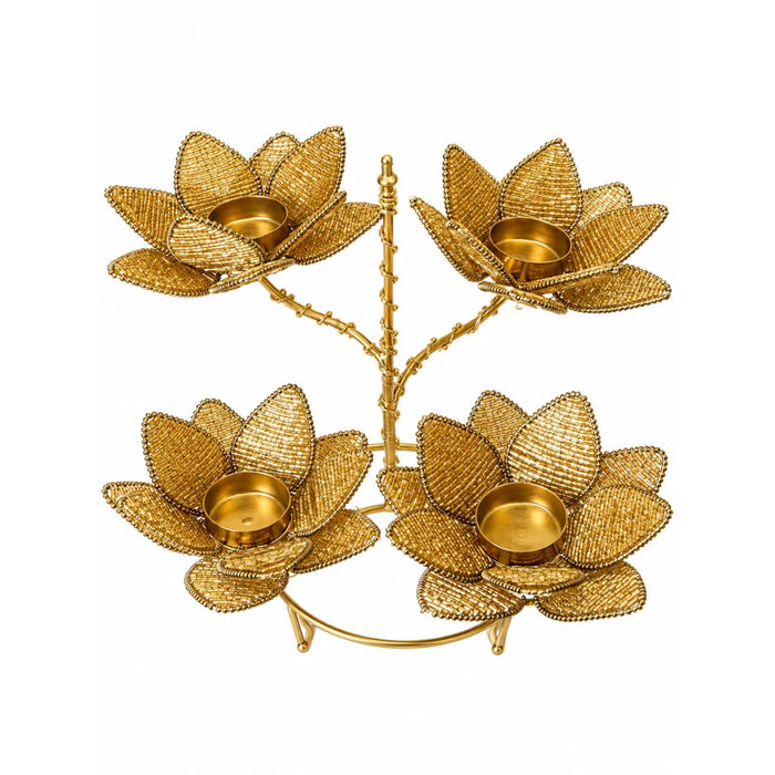 Golden Lotus Quartet Tealight Holder