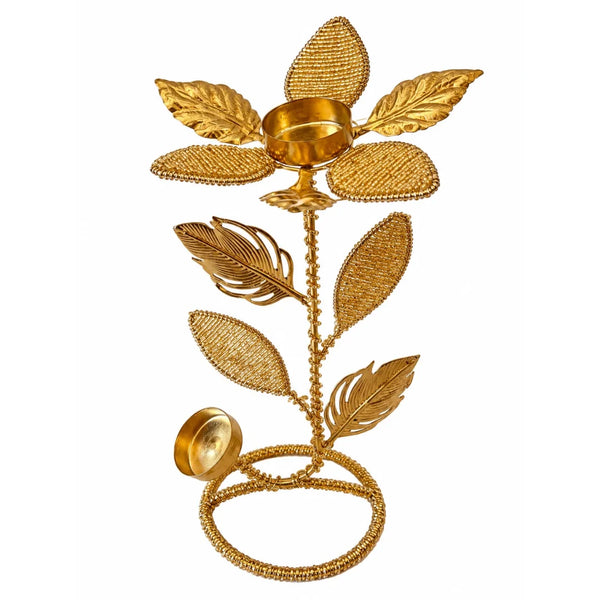 Golden Floral Elegance Tealight Holder