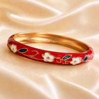 Enamel Bangle Bracelet Flower Floral