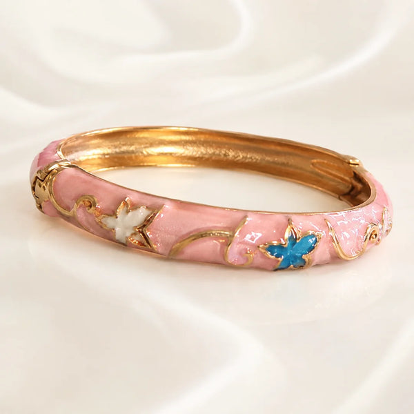 Enamel Floral Bangle Bracelet