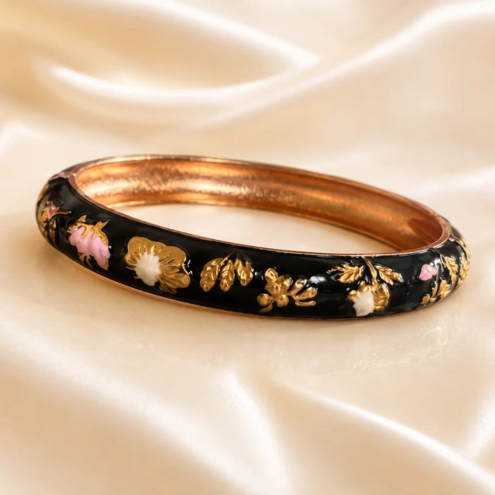 Enamel Noir Botanical Bangle